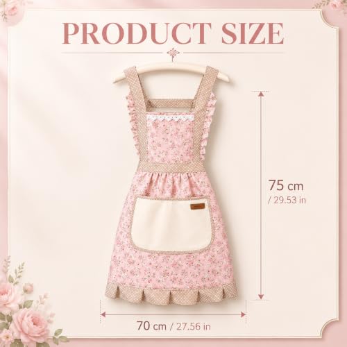 Image of PUJI 1 Pcs Women Kitchen Apron with Hand Wipe Pockts, Big Pocket,Hand-wiping, Waterproof for Cooking Baking,Center Pocket Hand Towel Women and Men (1 Pcs)