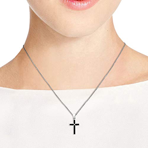 AeraVida Iridescent Cross of Faith Stone and Shell .925 Sterling Silver Necklace, 18 inch2
