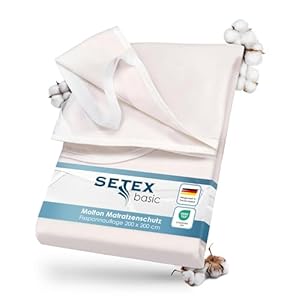 SETEX Molton Matratzenschutz, 200 x 200 cm, Eckgummis, 100% Baumwolle, Basic, Naturfarben 1607200200001001