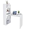Arreditaly Scrivania Con Libreria Reversibile Scrittoio Con Scaffali Laterali Mobile Desk da Cameretta Ufficio Soggiorno Sala Da Pranzo Design Kirkensen Moderno 120 x 144 x 53 Cm Bianco #5