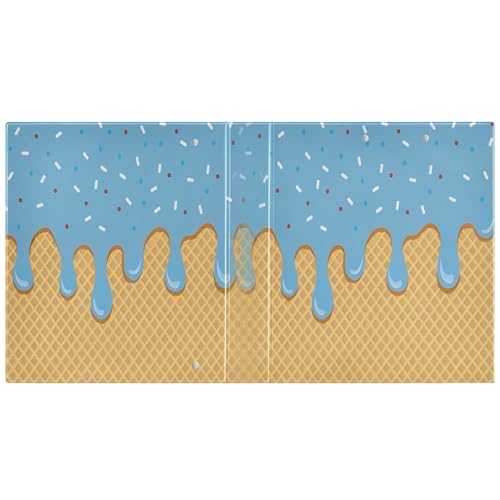 Image of 3 Ring Binder Blue Ice Cream 1.5 inch Binders Three Ring Binders with Clipboard Fit 8.5'' x 11'' Paper 3 Interior PVC Clear Pockets for Office Supplies