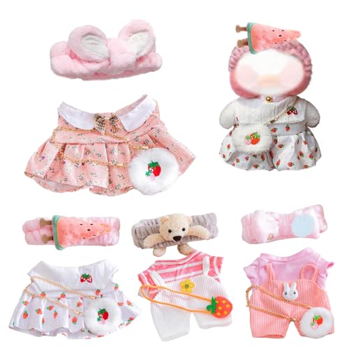 Ropa de animales de peluche, 4 juegos de ropa para animales de peluche para muñecas de bebé Kawaii de pato de de 12 pulgadas con temas de sandía, conejito y oso, muñeca de pato DIY para niñas