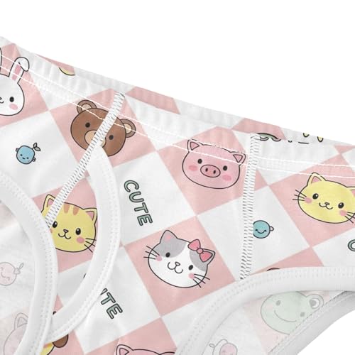 CHIFIGNO Cute Animals Pink White Plaid Briefs for Boys Printed Cotton Underwear Toddler Boys Breathable Underwear Briefs4