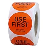Hybsk Orange'USE First' Trilingual Removable Label 1.5 Inch Total 500 Labels Per Roll (Orange)