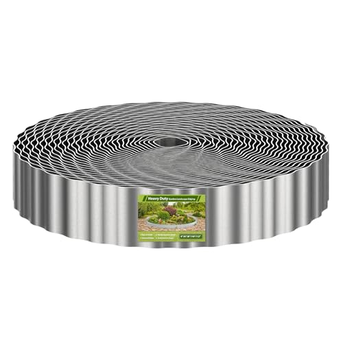 OUSHENG 100ft Landscape Edging 3in Tall Corrugated Metal Garden Border Flexible Fence Fencing for Flower Bed Landscaping Lawn Yard Paver