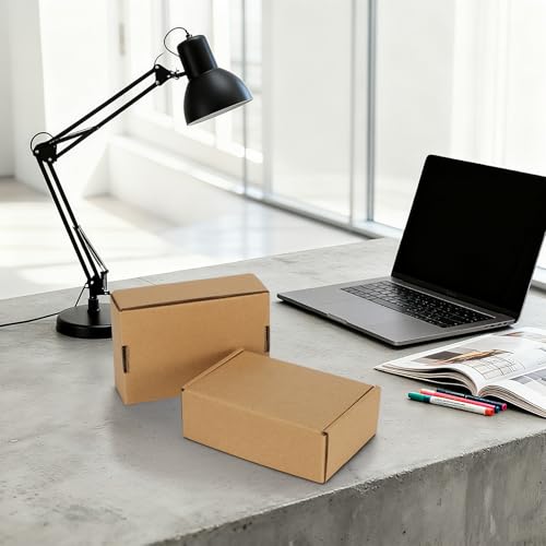 Image of HORLIMER 6x4x2 inches Shipping Boxes Set of 50, Brown Corrugated Cardboard Box Literature Mailer