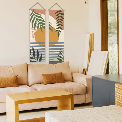 Tapisserie paysage pour cacher un mur abîmé et embellir la chambre