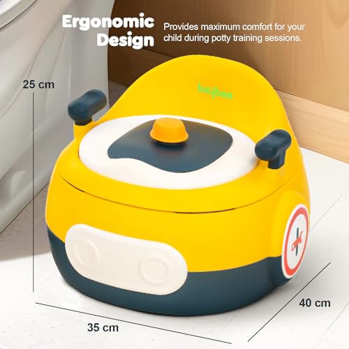 Image of Baybee 3-in-1 Baby Potty Training Seat | Comfortable & Safe Kids Potty Chair with Anti-Slip Toilet Seat, Removable Pot, Handles & Splash Guard | Potty Seat for Boys & Girls (Yellow)