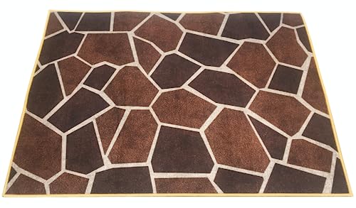 Rustic Stone Geometric Design 2' X 3' Area Rug Anti Fatigue Entryway Doormat Patio Living Room Carpet, Brown #TOP3