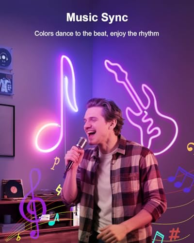 Luces de cuerda LED Neon, RGBIC 10ft, control Bluetooth miniatura 4