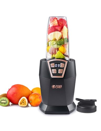 COMMERCIAL CHEF Personal Blender With 3 Modes for Smoothies, Shakes & More - 1000W With 6 Stainless Steel Blades and LED Display