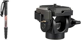 Manfrotto Element MII MMELMIIA5RD, Lightweight 5-section Aluminium Travel Camera Monopod, Red & 234RC Monopod Tilt Head with Quick Release, Black