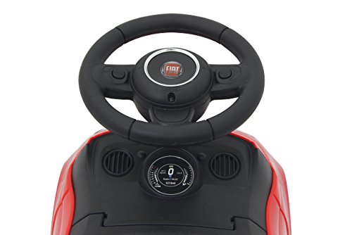 JAMARA 460326 - Rutscher FIAT 500 rot - offiziell lizenziert, Kofferraum unter der Sitzfläche, Schub- und Haltegriff, Verschiedene Sounds, Hupe, originalgetreue Optik, wertige Verarbeitung