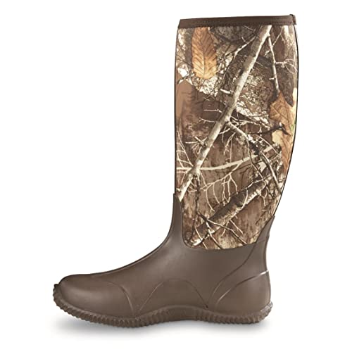 Guide Gear Men’s High Camo Bogger Rubber Boots, Waterproof Rain Hunting Shoes, Realtree Edge, 10D (Medium) #TOP8