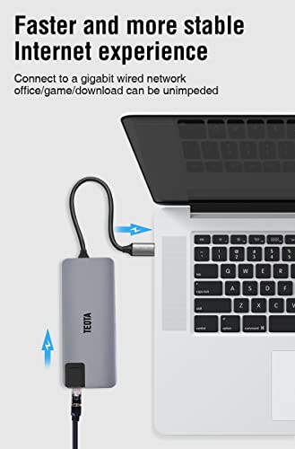 Image of 7 in 2 USB C Thunderbolt 3.0 Hub with 4K HDMI, 2 USB 3.0,SD,MicroSD,USBC&100W Pass Through Charging for MacBookPro 16-22&MacBookAir 18-22 Supports Intel,M1,M2 (12 in 1 (Grey))