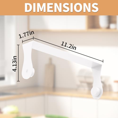 Image of Paper Towel Holder Under Cabinet, White Kitchen Accessories Decor, Wall Mount, White Paper Towel Holder for Bathroom, Stainless Steel, Adhesive or Screws