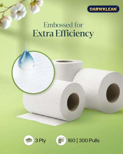 Image of 3 Ply Toilet Tissue Paper Roll - Pack of 6 | Soft & Ultra Absorbent | OBA-Free | Anti-Clog | Hygienic & 100% Natural Virgin Cellulose Fiber | 160 Pulls per Roll (6 Rolls (960 Sheets))