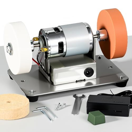 SQFOR Mini Bench Grinder, 7-Gear 6000RPM Mini Bench Grinder Tool with 3x Buffing Wheels, Multifunctional Grinding Polishing Machine for Metal Wood Stone Jewelry Knife Making