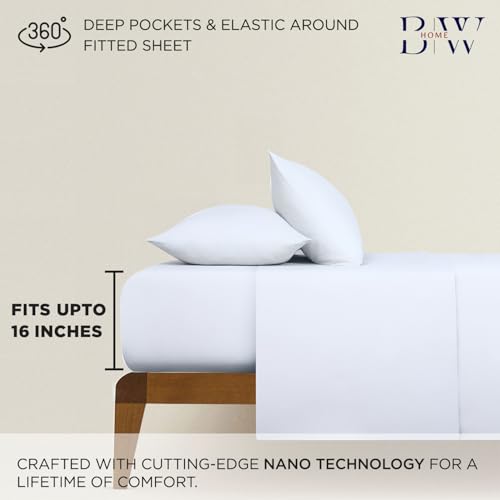 Image of Briarwood Home Flannel Sheet Set, 100% Organic Cotton, Six-Fold Brushed, Super Soft, Warm, Cozy, Deep Pocket Bedding with NanoTech Infuse for Added Durability and Lasting Comfort (Twin, White)