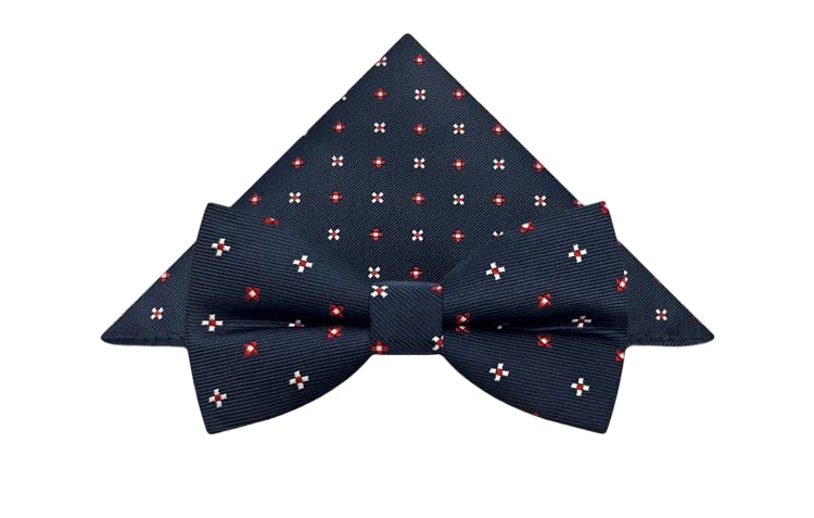 MUGIVALABrand Bowtie Pocket Square Set for Men Hanky Handkerchief Paisley Floral Polka Dots Wedding Party Groom Groomsmen