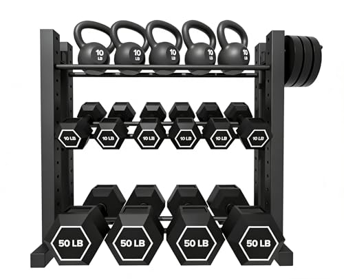 3-Tier Dumbbell Rack Stand Only, Weight Rack for Home Gym Dumbbells, Adjustable Height, Compact Design, Dumbbell Storage for Home Use