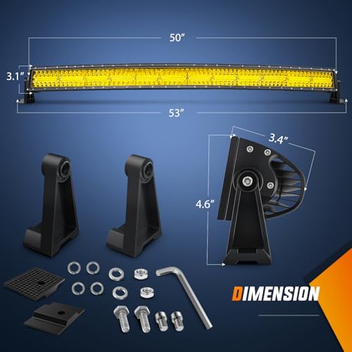 Image of Nilight 50 Inch LED Light Bar 384 LED Chips Yellow Beam Curved Triple Row Fog Light Spot Flood Combo High Power LED Driving Lights Off Road Lights for Trucks SUV UTV ATV Truck Van 4x4 Boat