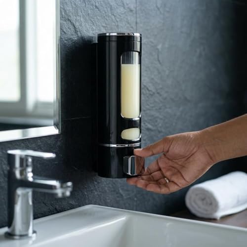 Image of ALTURAS Wall Mounted Liquid Soap Dispenser, ABS, 400 ML, for Shampoo, Sanitizer and Gel