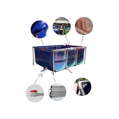 Laghetto per pesci da cortile con pannello di visualizzazione trasparente, valvola di scarico in tela di PVC con telaio in acciaio, ideale per Koi e pesci rossi Bing & Display Tank (140 x 70 x 61 cm)