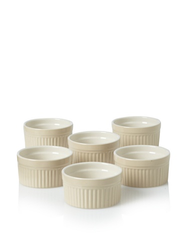 HIC Set of (6) 14-Ounce Deep Soufflés, White