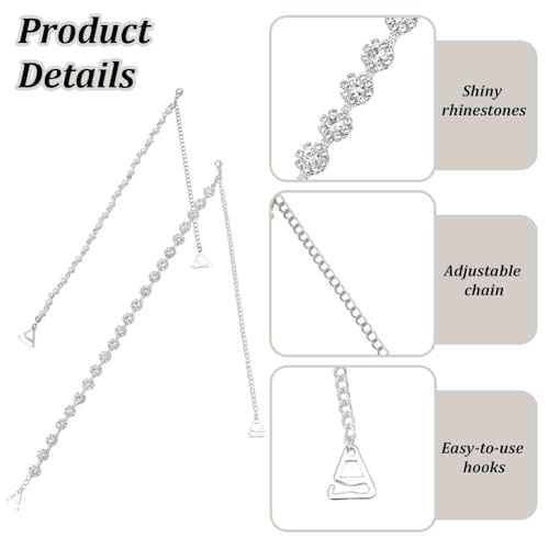 Image of FREEBLOSS 2 Pairs Rhinestone Shoulder Straps Rhinestone Bra Strap Rhinestone Adjustable bra shoulder straps Bridal Wedding Dress Bra Shoulder Chain Rhinestone Decorative Bra Straps for Women