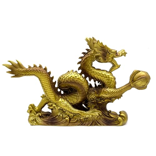 Estatua Dragón Feng Shui Chino Resina 13.6 pulg miniatura 7