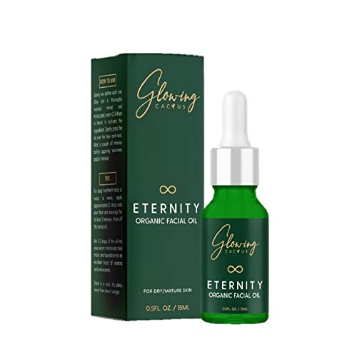 Glowing Cactus Eternity Organic Facial Oil Treatment For DRY/MATURE Skin - Prickly Pear Seed Oil and 6 Other Active Botanical oils - 0.5fl.oz./15ml