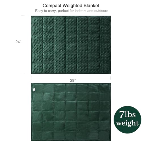 Alomidds Weighted Blanket 7lbs for Adults, Cozy Luxury Breathable Weighted Lap Blanket, Small Weighted Blanket for Travel, Relaxation, Sleeping, Calming, Green, 29" x 24" - Image 3