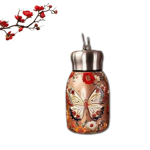 Botella de agua térmica elegante y portátil, con estampado floral vintage, tapa y asa a prueba de fugas. Mantiene tus bebidas calientes o frías y disfruta de bebidas frescas en (f)