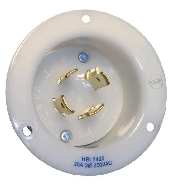 20A Flanged Twist-Lock Inlet 3P 4W 250VAC L15-20P WT