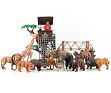 Peagrav Safari Animal Playset - Realistic Figurines, Wild Ranger, Adventure Station, African Jungle Animals for Kids