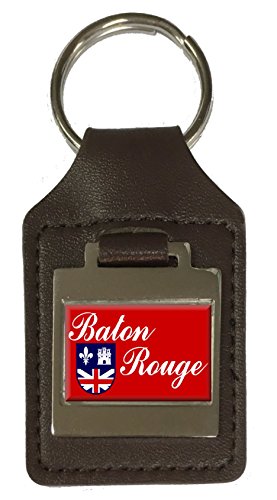 Porte-clés en cuir gravé Baton Rouge artisanat américain de qualité supérieure