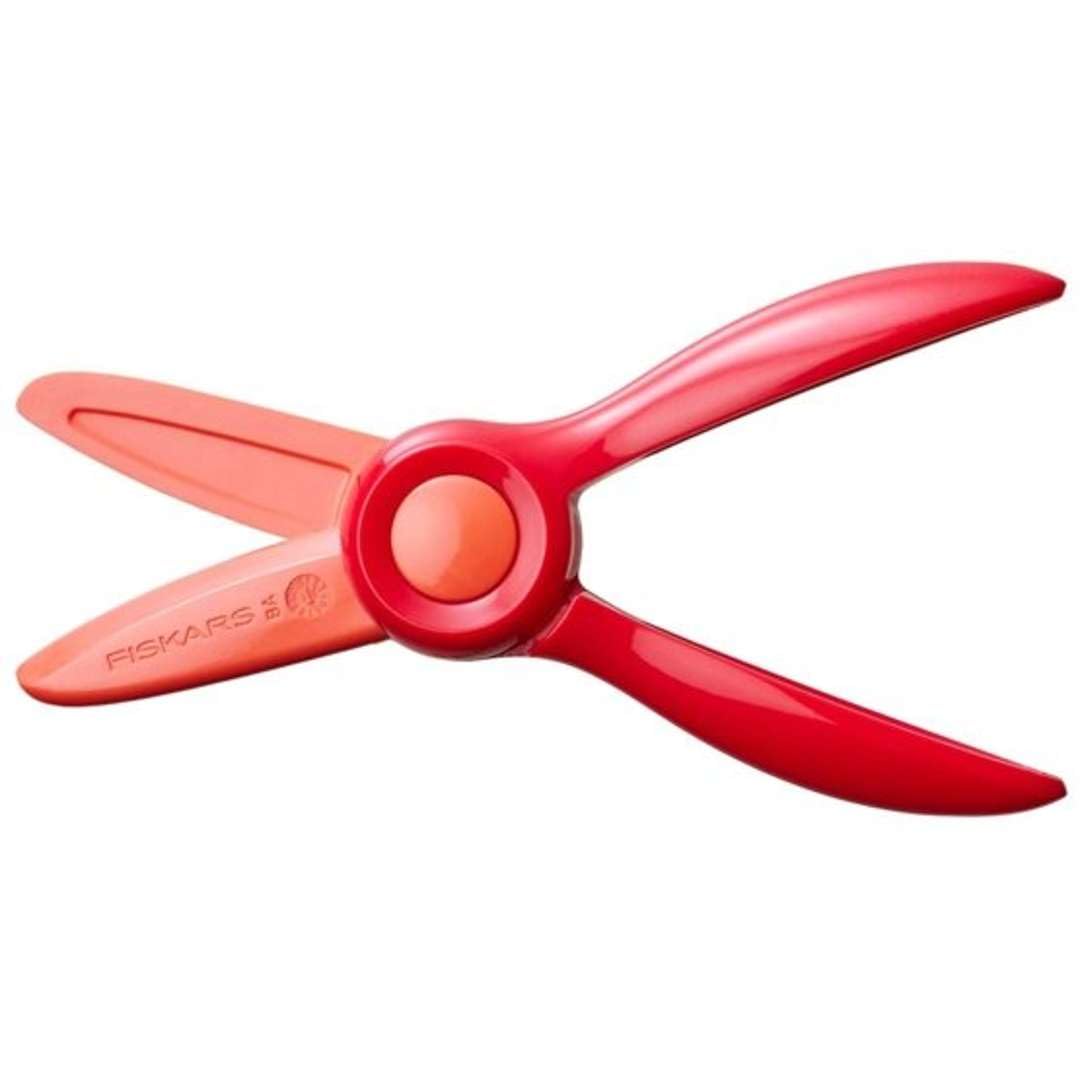 Fiskars Tijeras para niños, A partir de 2 años, Para aprender a cortar, Longitud: 13 cm, Hojas y mangos de plástico, Rojo, Starter, 1064065