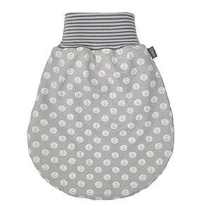 Lilakind Baby kinderen zomer winter slaapzak trappelzak met ritssluiting Jersey anker grijs marine maat S-XXL – Made in Germany, Grijs gevoerd met ritssluiting, 78 cm lang
