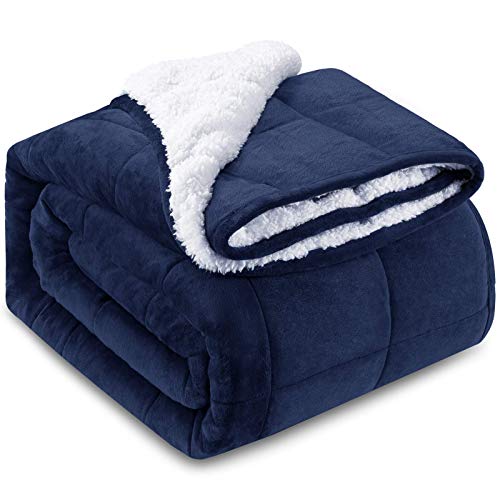 HBselect Plaid Couverture Polaire Sherpa,Oeko-Tex Couverture Polaire Pondérée Couverture, Couverture Polaire Souple réversible avec Perles de Verre de qualité supérieure, Velours de Cristal + Sherpa