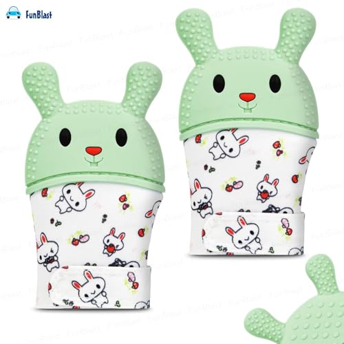 Image of FunBlast Baby Teething Mitten - Soft Silicone Teether Glove for Infants, BPA-Free, Safe & Comfortable Teething Toy for 3+ Months Babies, Toddlers, Infants (Seagreen-)