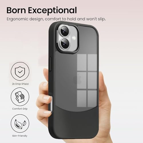 Image of KARWAN️Fusion Edge Leather Transparent Mobile Back Case | Slim Fit | Anti-Fingerprint| Scratch-Resistant | Premium Grip | Shockproof case | Back Cover for iPhone 16 || Black