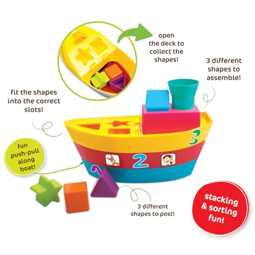 Giggles Funskool Stack A Boat, Pull Along, Nesting & Stackable Toy for Kids, Encourages Learning & Development, Fun Activity for Babies, Gift Set for Kid, Age 18+ Months - Image 3 thumbnail