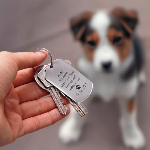 LAUBLUST Personalisierter Schlüsselanhänger mit Foto & Widmung als Personalisiertes Geschenk für Tierbesitzer ink. Geschenkbox - Personalisierte Geschenke für Hundebesitzer & Katzenbesitzer, Haustiere
