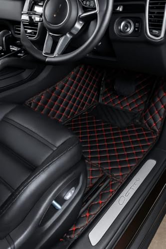 Image of Mr Mattie 7D Car Floor Mat for BYD Sealion 7 (2024-2026)| 7D Premium Faux Leather II Luxury Mat II 7 Layer Protection | Custom Fitted Car Floor Tray Mats -Black with Red