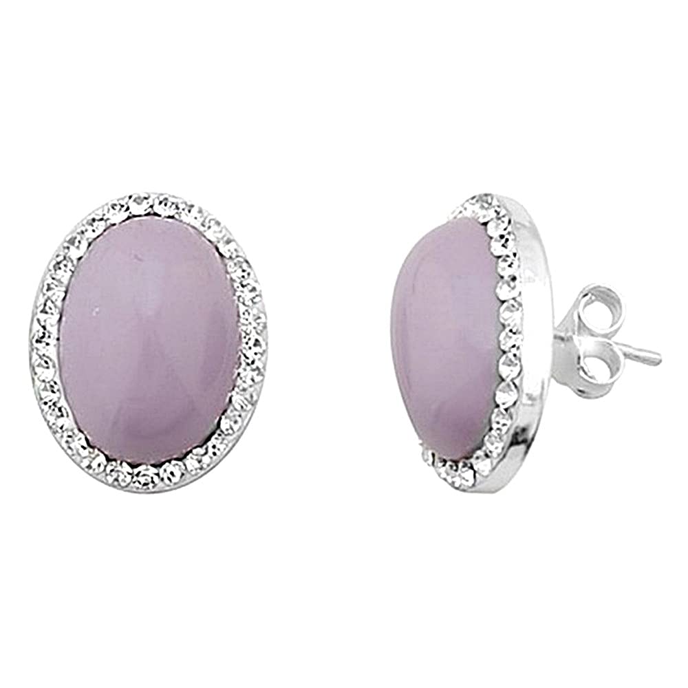 Pendientes plata Ley 925m rodiada 16mm. piedra color violeta cerco resina multipiedras