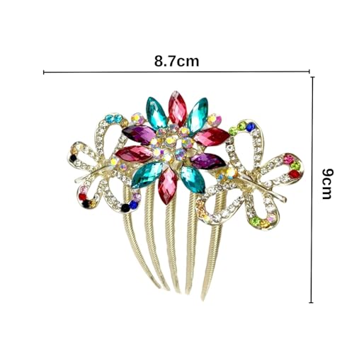 Image of BellaStella Premium Rhinestone Metal Side Hairpin Decorative Hair Bun Comb Bridal Wedding Hair Accessory For Women And Girls Pack of 1 Pc (Multi)