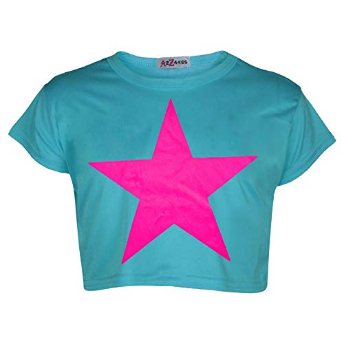 Girls Short Sleeves Crop Top Star Soft Feel Breathable Comfy Lightweight Summer Activewear Top Age 3-14 Years