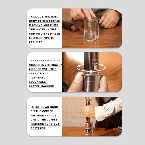 Manuelle Espressomaschine, Tragbare Espressomaschine Aus Edelstahl, Kein Strom Erforderlich, Sichtbarer Wassertank, Druckgriff Gedreht Eingestellt, Für Zuhause, Im Freien, Camping 8 Manuelle Espressomaschine, Tragbare Espressomaschine Aus Edelstahl, Kein Strom Erforderlich, Sichtbarer Wassertank, Druckgriff Gedreht Eingestellt, Für Zuhause, Im Freien, Camping