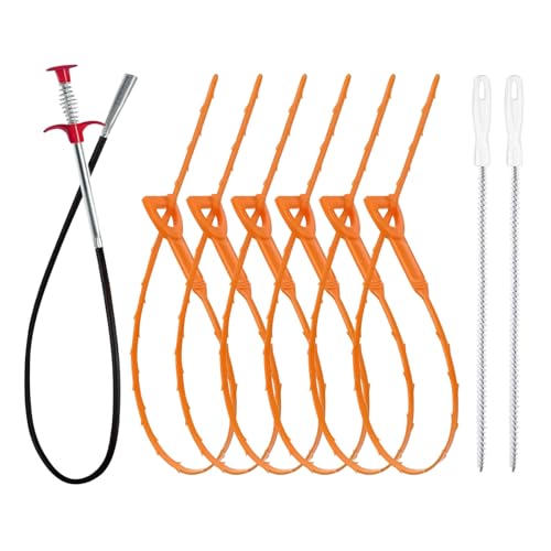 Herramienta de desatasco de fregadero, herramienta de limpieza de drenaje 9 unidades, desatascador de pelo para fregadero, protección de tuberías, multiusos para mantenimiento del hogar, émbolo de